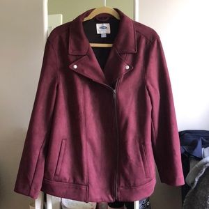 Old Navy Plus Suede Berry Moro Biker Jacket